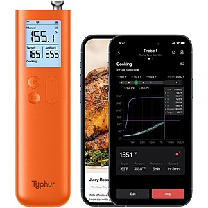 Typhur Sync Gold Lite Wireless Meat Thermometer (Orange) $25 + Free Shipping