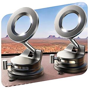 2-Pack LISEN MagSafe Magnetic Adjustable Suction Cup Car Phone Mounts (Black) $16.99 + Free Shipping w/ Prime or on $35+