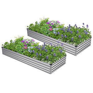 Easllre 2PCS 8x4x1ft Galvanized Raised Garden Bed,Outdoor Planter Box Metal Patio Kit Planting Bed for Vegetables Flowers Herb,Silver $29.99