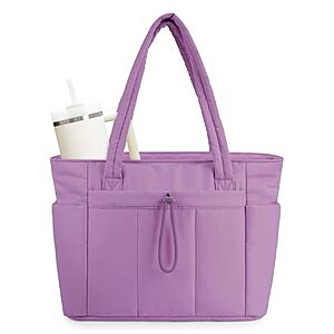 Wandering Nature Puffy Tote Bag w/ 15.6" Laptop Compartment & 10 Pockets (Purple) $15.00 + Free Shipping w/ Prime or on $35+