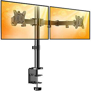 Dual Monitor Desk Mount Stand for 13"-32" Screens w/ Full Motion Arms & C-Clamp $25.95 + Free Shipping w/ Walmart+ or on $35+