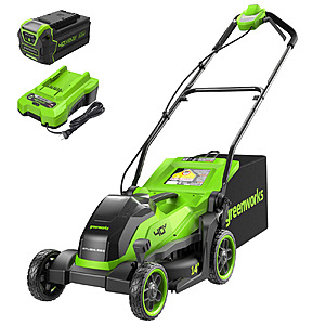 Greenworks 40V 14" Cordless Battery BL Push Lawn Mower 4.0 ah battery and charger + Free S/H $203.15
