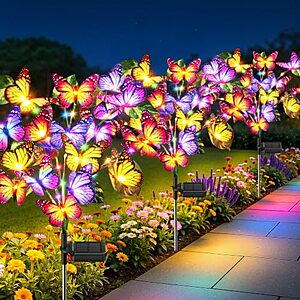 3-Pack BONLION Solar Butterfly Garden Stake Lights w/ 111 Colorful LEDs & 51 Butterflies $17.99 + Free Shipping w/ Prime or on $35+