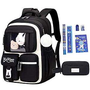16.1" Kids Girls Lightweight School Backpack w/ Pencil Case & 6-Piece School Kit $11.99 + Free Shipping w/ Prime or on $35+