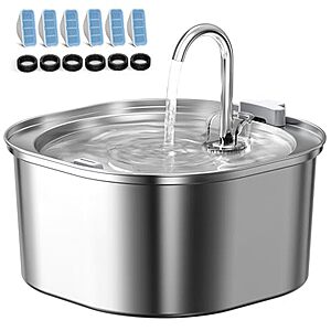 3.2L PEKTACO Stainless Steel Cat Water Fountain w/ Triple Filtration & 6 Filters $19.99 + Free Shipping w/ Prime or on $35+