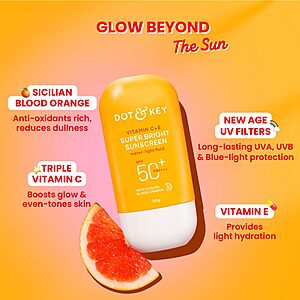 DOT & KEY Vitamin C + E Sunscreen SPF 50 | Water-Light, UVA/UVB & Blue Light Protection | Liquid SPF 50 | For All Skin Types | 50g (1.76 oz) $8.54 FS with S&S,