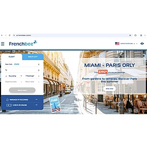 Frenchbee One Way Miami to Paris Orly - October Dates $192