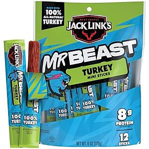 12-Pack 0.5-Ounce Jack Link's x MrBeast Mini Turkey Jerky Sticks $4.19 w/ S&S + Free Shipping w/ Prime or on $35+