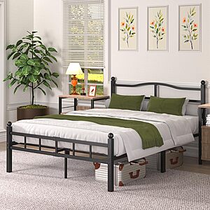Queen Metal Bed Frame w/ Headboard & Footboard (14" Clearance, No Box Spring Needed) $17.00 + Free Shipping w/ Prime or on $35+