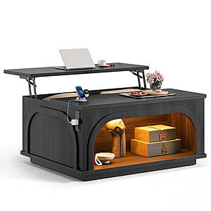 Sikaic Lift-Top Coffee Table w/ LED Lighting & Charging Station $119 + Free Shipping