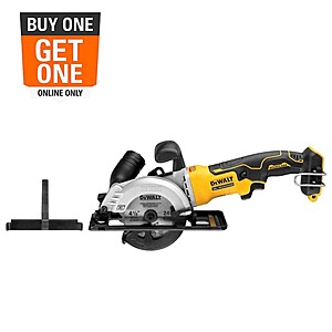 BOGO DeWalt ATOMIC 20V MAX Cordless Brushless 4-1/2 in. Circular Saw & Free 1.7 Ah Powerstack Starter Kit $125
