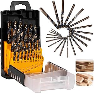 25-Piece Blu7ive 1-13mm Titanium-Coated HSS Brad Point Wood Drill Bit Set w/ Storage Case $34.99 + Free Shipping w/ Prime or on $35+