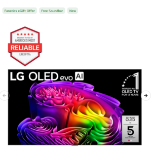LG Partner Store: 77 Inch Class LG OLED evo AI G6 4K Smart TV 2026 + S90TR 7.1.3 Channel Dolby Atmos Soundbar + $200 Fanatics GC $3059.99