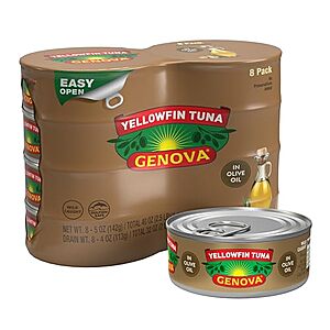 [SnS, AC] $9.41* | 8-Pack 5-Oz Genova Premium Yellowfin Tuna in Olive Oil at Amazon