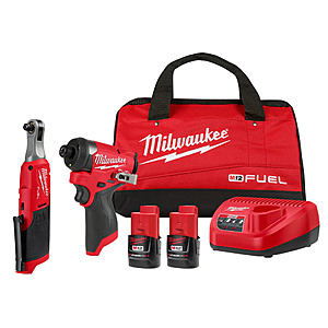 Milwaukee Tool Impact Driver Kit with 3/8 in High-Speed Ratchet 2 x 2.0 Ah Batteries 3453-22HSR $229