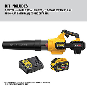 DEWALT DCBL772X1 Leaf Blower 60 V 600 CFM 125 MPH Brushless Motor Kit Included $269