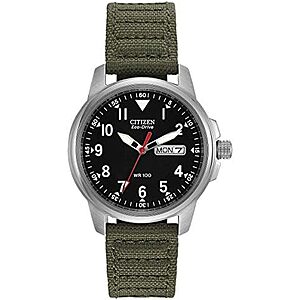 $135* | 37mm Citizen Men's Eco-Drive Weekender Garrison Field Watch w/ Olive Nylon Strap at Amazon