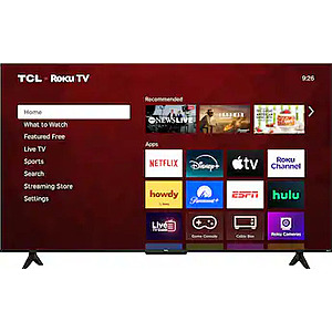 TCL 55" Class S-Series 4K UHD HDR LED Smart TV with Roku TV (2026) $199.99