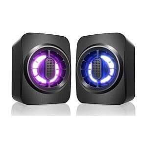 Woot - Computer Speakers,RGB PC Speakers, USB Powered 3.5mm Aux Speaker for Desktop, PC, Laptop, Tablet - $8.99
