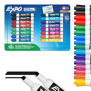 $9.97 - EXPO Dry Erase Markers, Chisel Tip, Assorted Colors, 16 Count