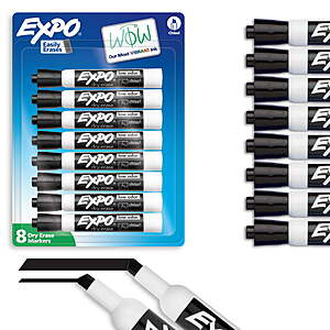 EXPO Dry Erase Markers, Chisel Tip, Black, 8 Count - $6.97