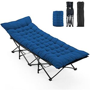 $47.94* | OLIXIS 74.4"x28" Folding Camping Cot w/ Cushion (blue) at Amazon