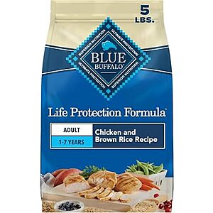 [SnS, AC] $5.24* | 5-lb Blue Buffalo Adult Dry Dog Food (Chicken & Brown Rice) at Amazon