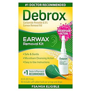 Debrox Ear Wax Removal Kit w/ Bulb Syringe $4.77 w/ S&S + Free Shipping w/ Prime or on $35+