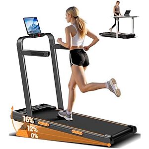 [AC] $123.49* | 3-in-1 CURSOR FITNESS Under Desk Walking Pad Treadmill w/ Handles & 16% Manual Incline at Amazon