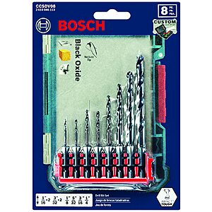 Bosch CCSDV08 Impact Tough Black Oxide Drill Bits with Clip for Custom Case System $15.6