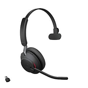 Jabra Evolve2 65 Bluetooth Wireless Headset with Mic for Calls and Music, Single-Ear Headphones with USB-C Adapter, Up to 37 Hours Battery $198.04