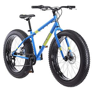 Mongoose Dolomite Fat Tire Mountain Bike, for Men and Women, 26 Inch Wheels, 4 Inch Wide Knobby Tires, 7-Speed, Adult Steel Frame, Front and Rear Brakes, Light Blue $439.99