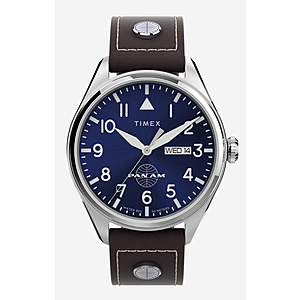 Pan Am x Timex Quartz Day-Date 42mm Leather Strap Watch $109.5