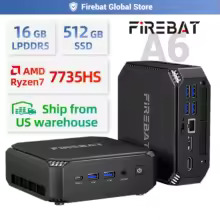 Firebat A6 Mini PC AMD R7 7735HS 8-core 16-thread Computer 16GB LPDDR5 RAM 512GB SSD WiFi 6 BT5.2 Mini PC $307.98 after coupon