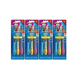 $7.19 AC WOOT FS PRIME 4 x 3 count ORAL B KIDS TOOTHBRUSHES (12 total)