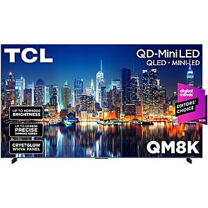 TCL 98 Inch Class QM8K Series | Mini LED QLED 4K HDR | 98QM8K, | 120HZ-144HZ Anti Reflective Wide Angle Screen Smart Google TV Dolby Atmos $2999.99