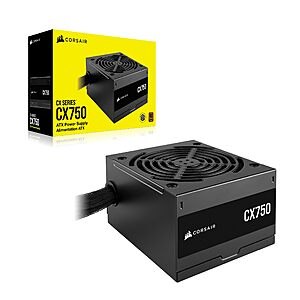 $52.99: CORSAIR CX750 80 Plus Bronze Non Modular Low-Noise ATX 750 Watt Power Supply - NA - Black at Amazon