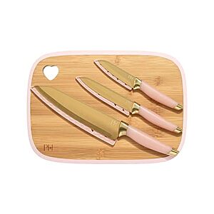 7-Piece Paris Hilton Reversible Bamboo Cutting Board & Cutlery Set w/ Stainless Steel Knives (Gold/Pink) $9.99 & More + Free Shipping w/ Prime