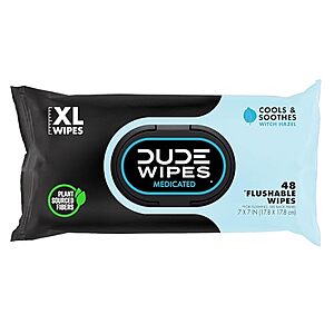 [SnS] $4.42* | 48-Count DUDE Wipes Medicated Hemorrhoid Flushable Wipes at Amazon