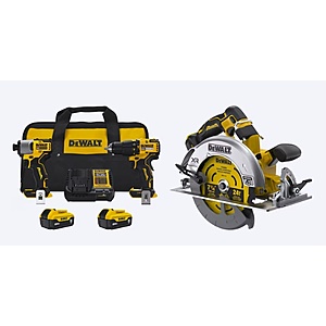 DEWALT 20V Max 2-Tool Brushless Power Tool Combo Kit, 2 batteries and charger plus XR 20V Max 7-1/4-in Cordless Circular Saw $319