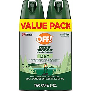 2-Pack 4-Oz OFF! Deep Woods Insect Repellent Dry Aerosol Spray (Non-Greasy) $5.62 w/ S&S + Free Shipping w/ Prime or on orders over $35