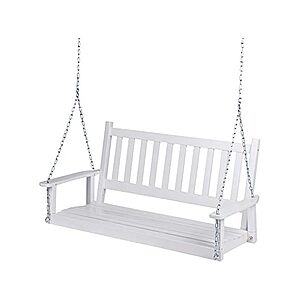 $89.99 | 54" Shine Company Maine Wood Porch Swing w/ Chains (White) at Woot!