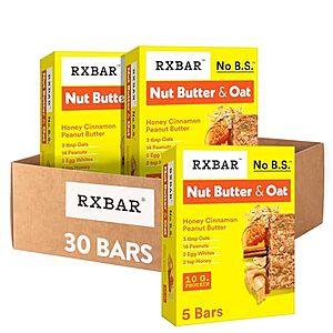 [SnS, AC] $26.46 | 30-Pack 1.9-Oz RXBAR Nut Butter & Oat Protein Bars (Honey Cinnamon Peanut Butter) at Amazon (88.2￠ each)