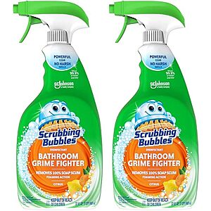 $4.98: (2 Pack 32 oz) Scrubbing Bubbles Bathroom and Shower Cleaner Disinfectant Spray at Amazon