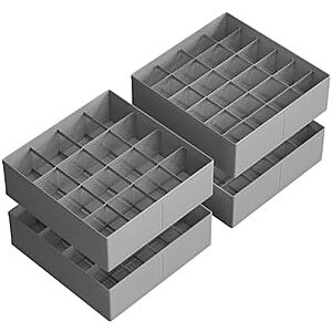 $12.98* | 4-Pack Songmics 80-Compartment Closet Drawer Organizers (Cloud White/Dove Gray) at Amazon