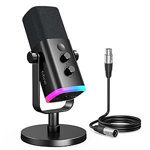 $49.55 FS Walmart sold by FIFINE AM8 XLR USB Dynamic Mic  for Computer PC PS5, Gaming/Podcast Mic with Clear Voice, RGB Light, Headphone Jack, Mute Button, Desktop Stand