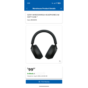 YMMV: Costco in store. Sony WH1000XM5SA headphones