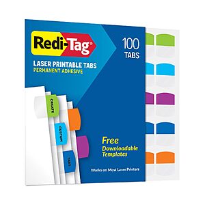 100-Pack Redi-Tag Laser Printable Permanent Index Tabs(1.125" x 1.25") $4.03 + Free S&H w/ Prime or $35+