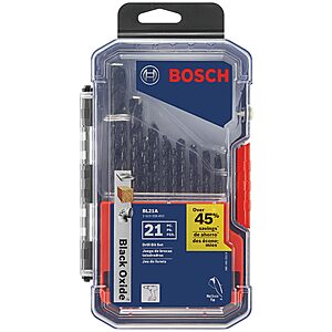 21 pcs BOSCH Assorted Set Black Oxide Metal Drill Bits(BL21A) $14.97 + Free S&H w/ Prime or $35+