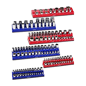 VEVOR 6-Pc Magnetic Socket Organizer Set, Holds up to 143 Sockets $22.95 Shipped